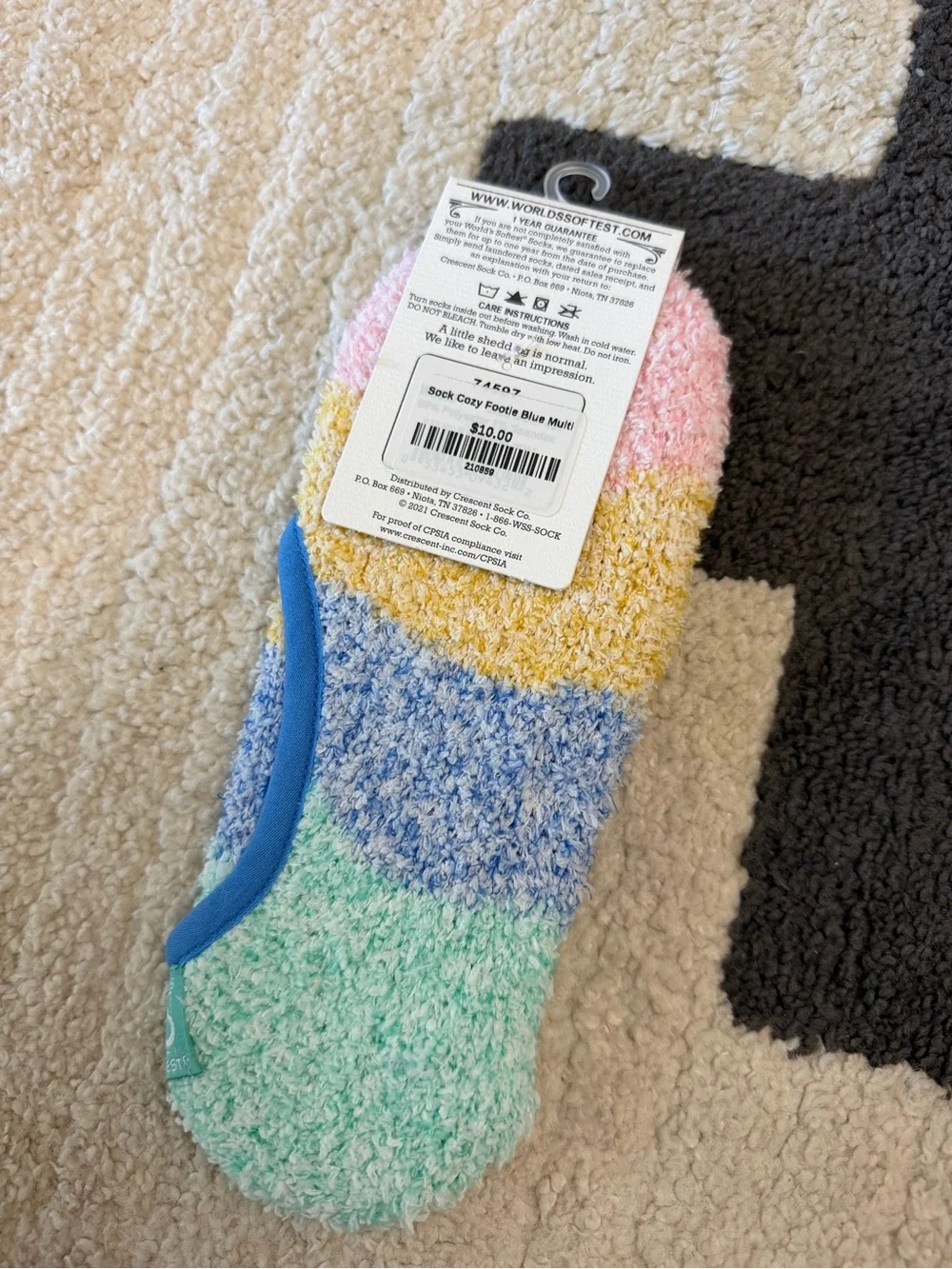 World's Softest Cozy Collection Pastel Stripe Fuzzy Slipper Socks